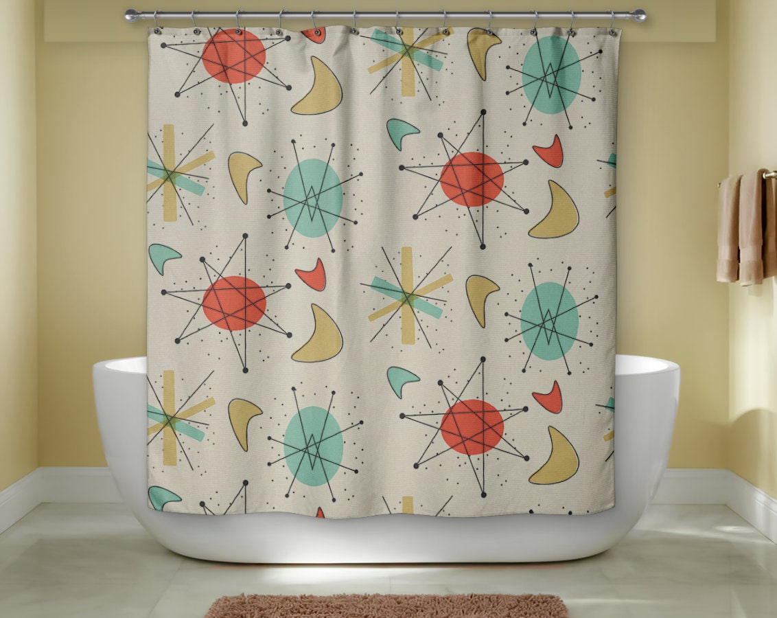 Mid Century Modern Atomic Decor Shower Curtain - Perfect for Your Modern Bathroom Decor