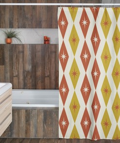 Mid Century Modern Atomic Diamonds Shower Curtain, Retro Bathroom Accessory for MCM Fans