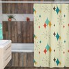 Mid Century Modern Atomic Diamonds Shower Curtain, Retrowave Bathroom Accessory for MCM Fans