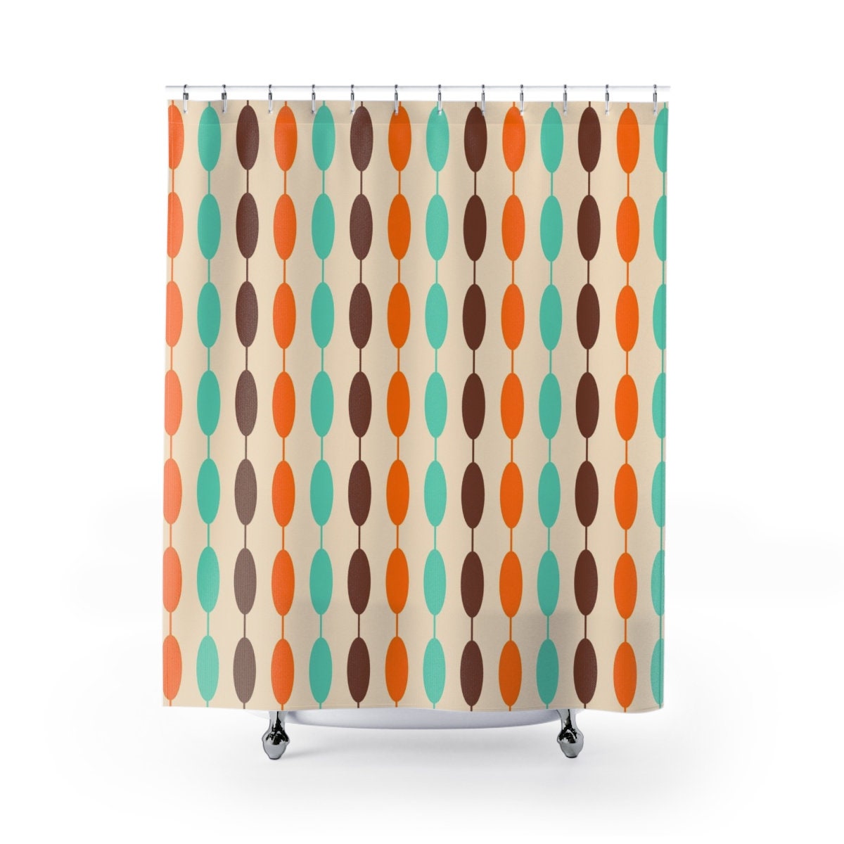 Mid Century Modern Bathroom Set, Waffle Weave Shower Curtain, Hand Towel, Bath Towel, Retro Accessories - Image 2