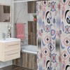 Mid Century Modern Beige Shower Curtain, Atomic Star Bathroom Decor, Retro Bathroom Accessory