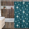 Mid Century Modern Blue Stars Shower Curtain, Retro Bathroom Accessory, Atomic Design