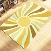 Mid Century Modern Boho Rug with Customizable Text Option for Chic Living Room or Bedroom Decor