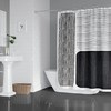 Mid Century Modern Color Block Line Art Shower Curtain, Add a Retro Vibe to Your Bathroom