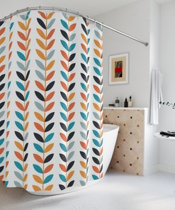 Mid Century Modern Flower Shower Curtain in Different Colors