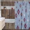 Mid Century Modern Inspired Blue Shower Curtain, Vintage Bathroom Decor
