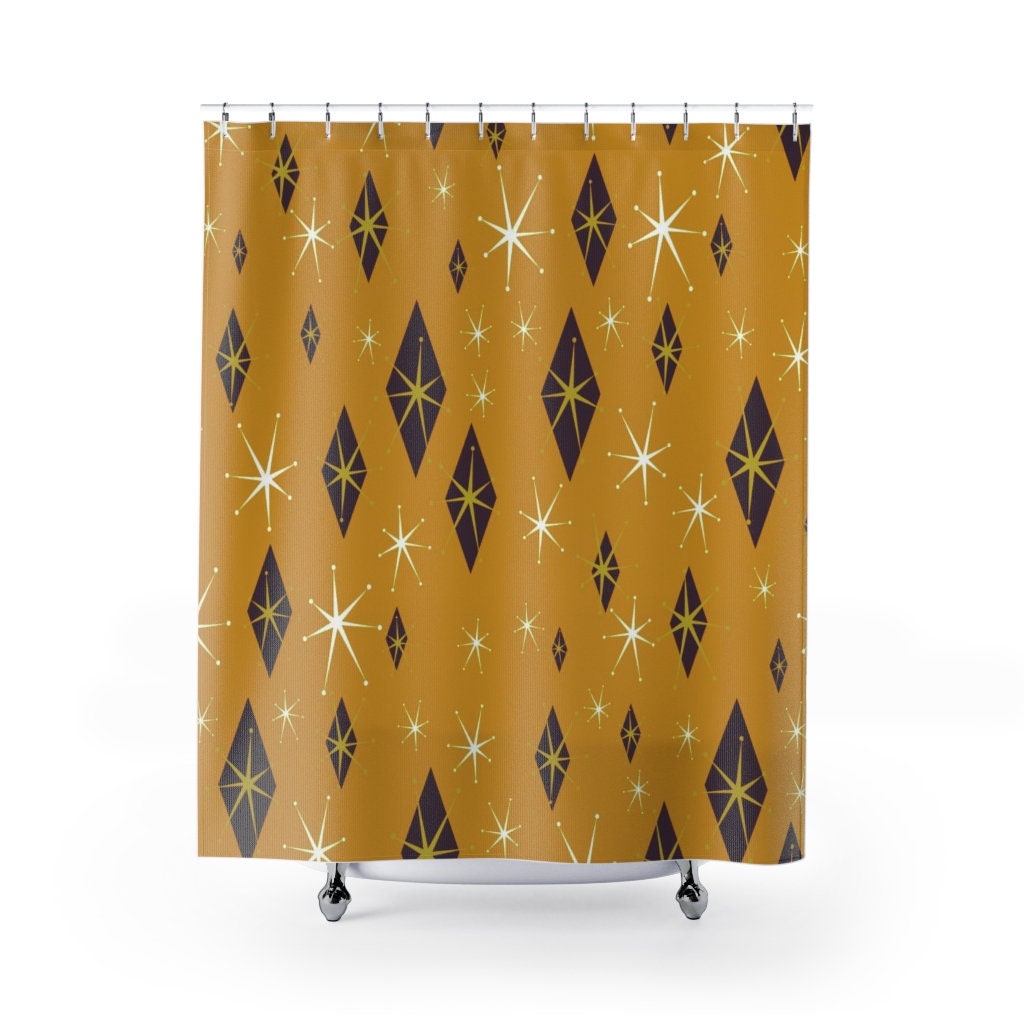 Mid Century Modern Inspired Shower Curtain, Vintage Bathroom Decor - Image 2