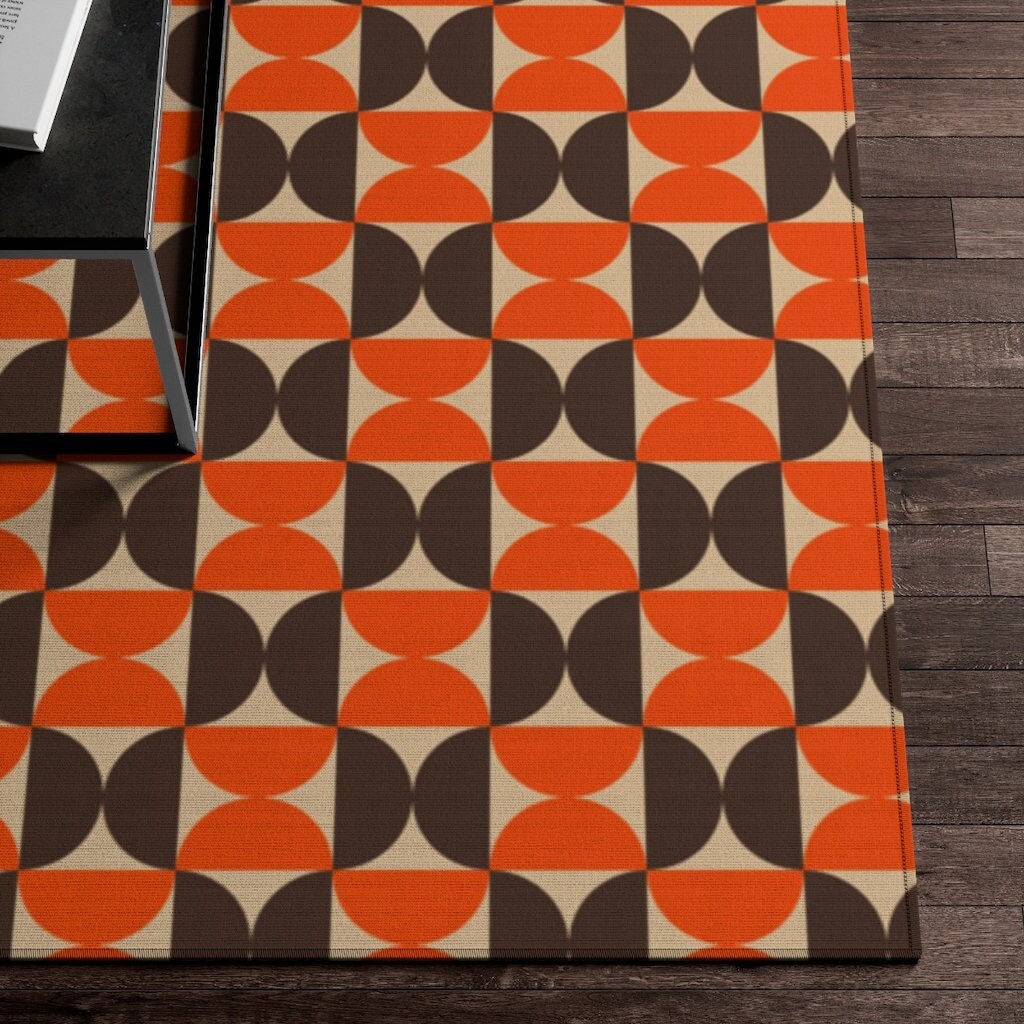 Mid Century Modern Maximalist Rug for Bedroom and Living Room Decor with 70s Rugs for Living Room - Image 2