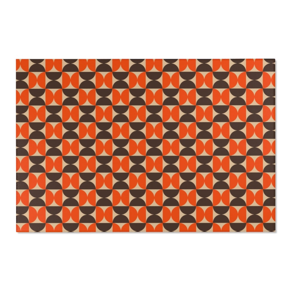 Mid Century Modern Maximalist Rug for Bedroom and Living Room Decor with 70s Rugs for Living Room - Image 3