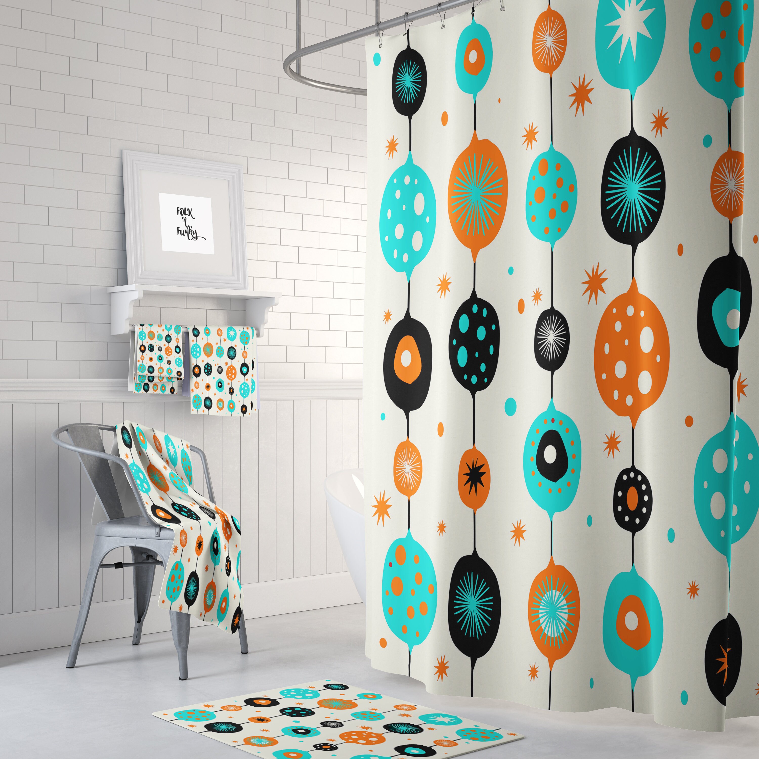 Mid Century Modern Optional Theme Shower Curtain - Great Bathroom Decor Idea