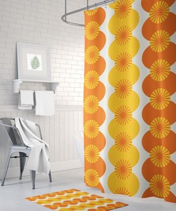 Mid Century Modern Orange and Yellow Shower Curtain: Retro Vibes