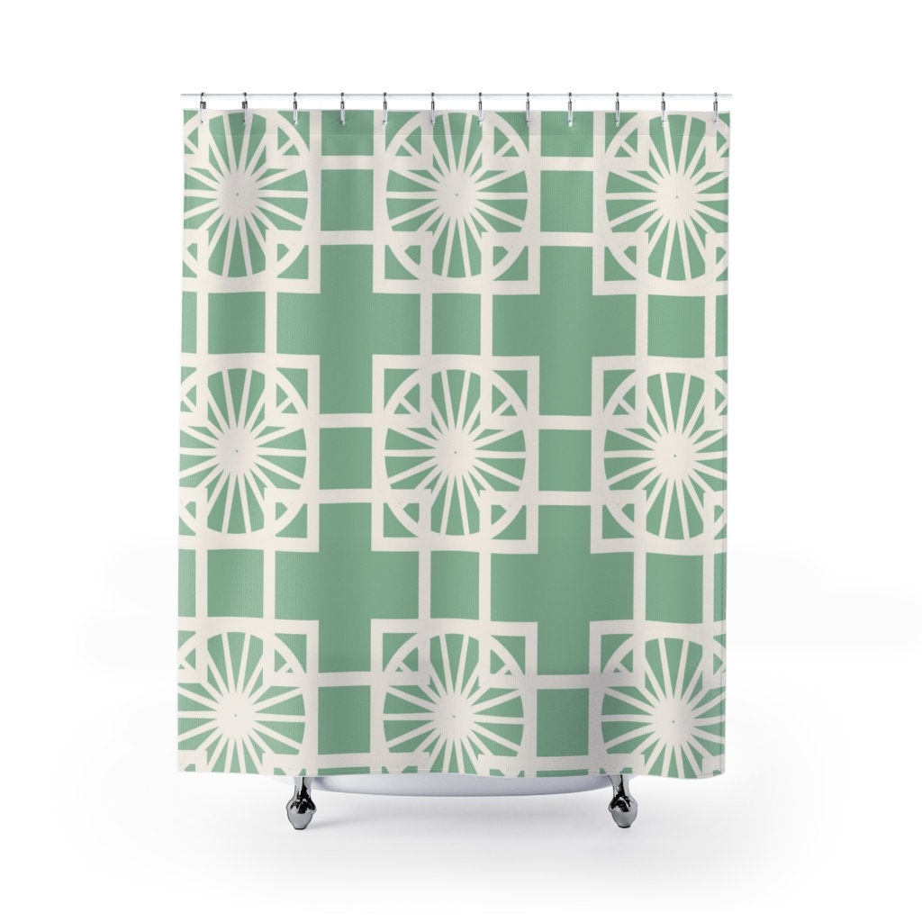 Mid Century Modern Palm Springs Breeze Block Shower Curtain, Bring a Chic and Invigorating Vibe to Your Bathroom Decor