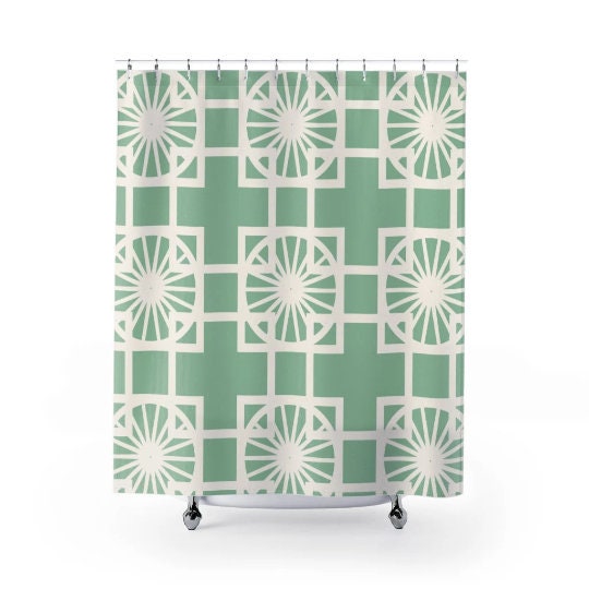 Mid Century Modern Palm Springs Breeze Block Shower Curtain, Bring a Chic and Invigorating Vibe to Your Bathroom Decor - Image 2