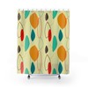Mid Century Modern Retro Atomic Shower Curtain - Teal Mustard and Cream Design