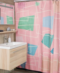 Mid Century Modern Retro Bathroom Decor Set with Shower Curtain, Tub Curtain, and Vintage Vibes