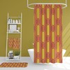 Mid Century Modern Retro Bathroom Decor Set with Waffle Weave Shower Curtain, Towels and Bath Mat
