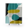 Mid Century Modern Retro MCM Design Abstract Shower Curtain in Turquoise, Green, Black, and Light Blue