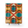 Mid Century Modern Retro Shower Curtains with 70's Funky Retro Style in Teal