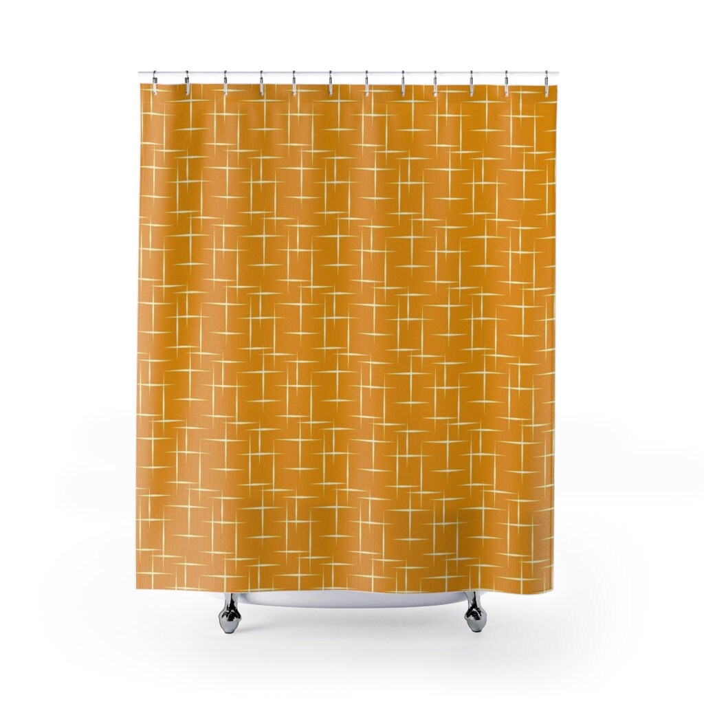 Mid Century Modern Retro Wave Shower Curtain, Retro Bathroom Accessory with Unique Designs - Image 2
