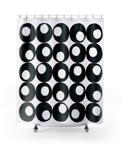 Mid Century Modern Shower Curtain, Black and White Retro Bathroom Decor, Unique Bathroom Accessory