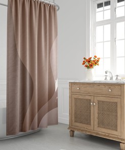 Mid Century Modern Shower Curtain - Ombre Wavy Scandinavian Abstract Design in Earth Tone