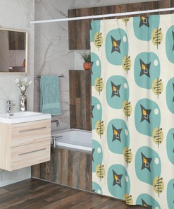 Mid Century Modern Shower Curtain, Retro Bathroom Accessory, MCM Style