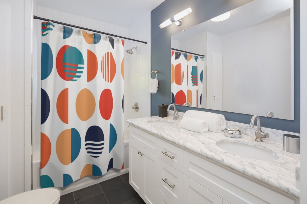 Mid Century Modern Shower Curtains, MCM Shower Accessory, Retro Bathroom Curtain with Classic Appeal - Image 3