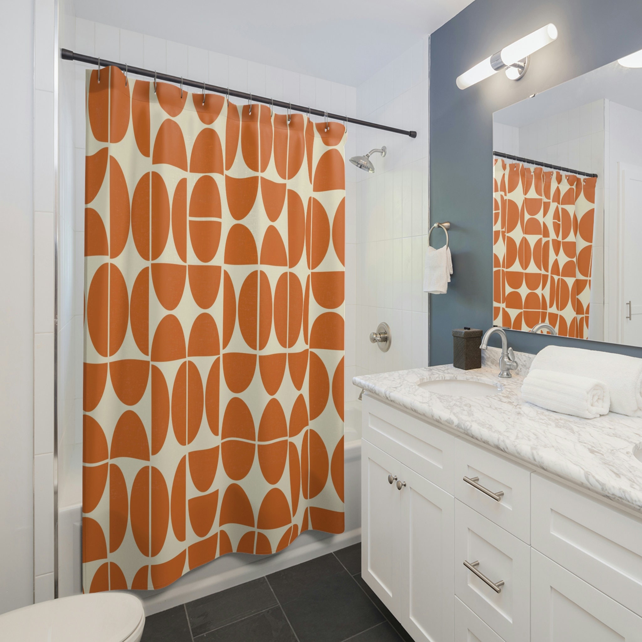 Mid Century Modern Shower Curtains, MCM Shower Accessory, Retro Bathroom Curtain with Classic Style - Image 3
