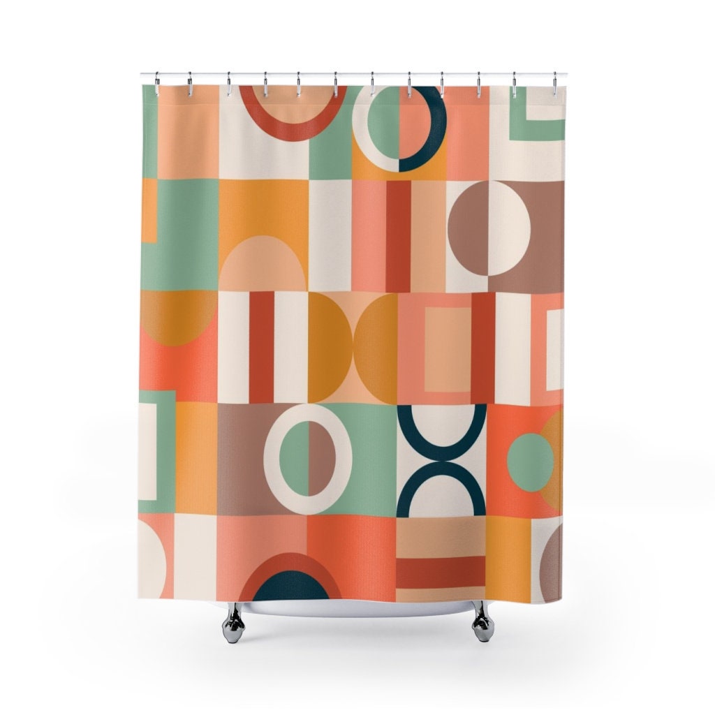 Mid Century Modern Shower Curtains, MCM Shower Accessory, Retro Bathroom Curtain with Timeless Appeal - Image 2