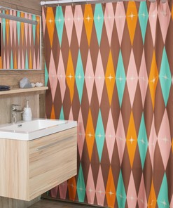 Mid Century Modern Shower Curtains, MCM Shower Accessory, Retro Bathroom Curtain with Timeless Design