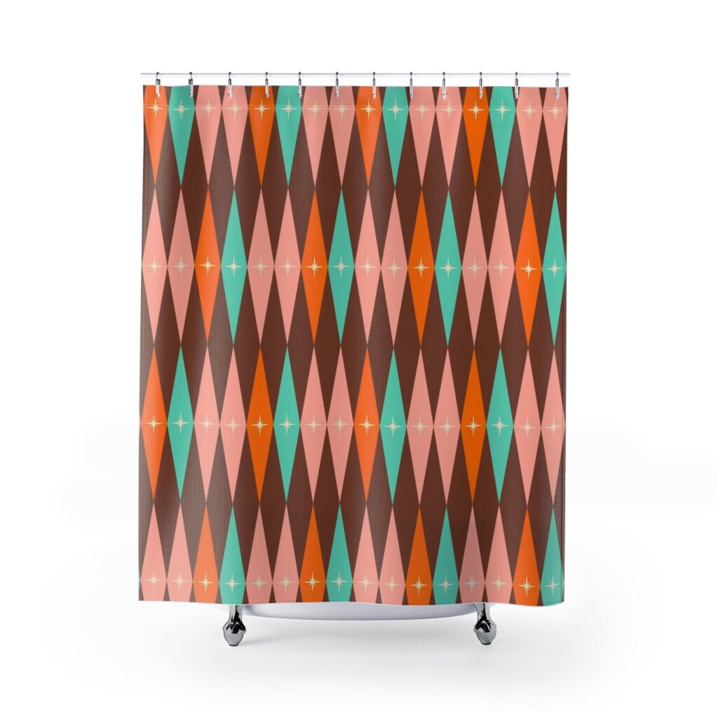 Mid Century Modern Shower Curtains, MCM Shower Accessory, Retro Bathroom Curtain with Timeless Design - Image 2
