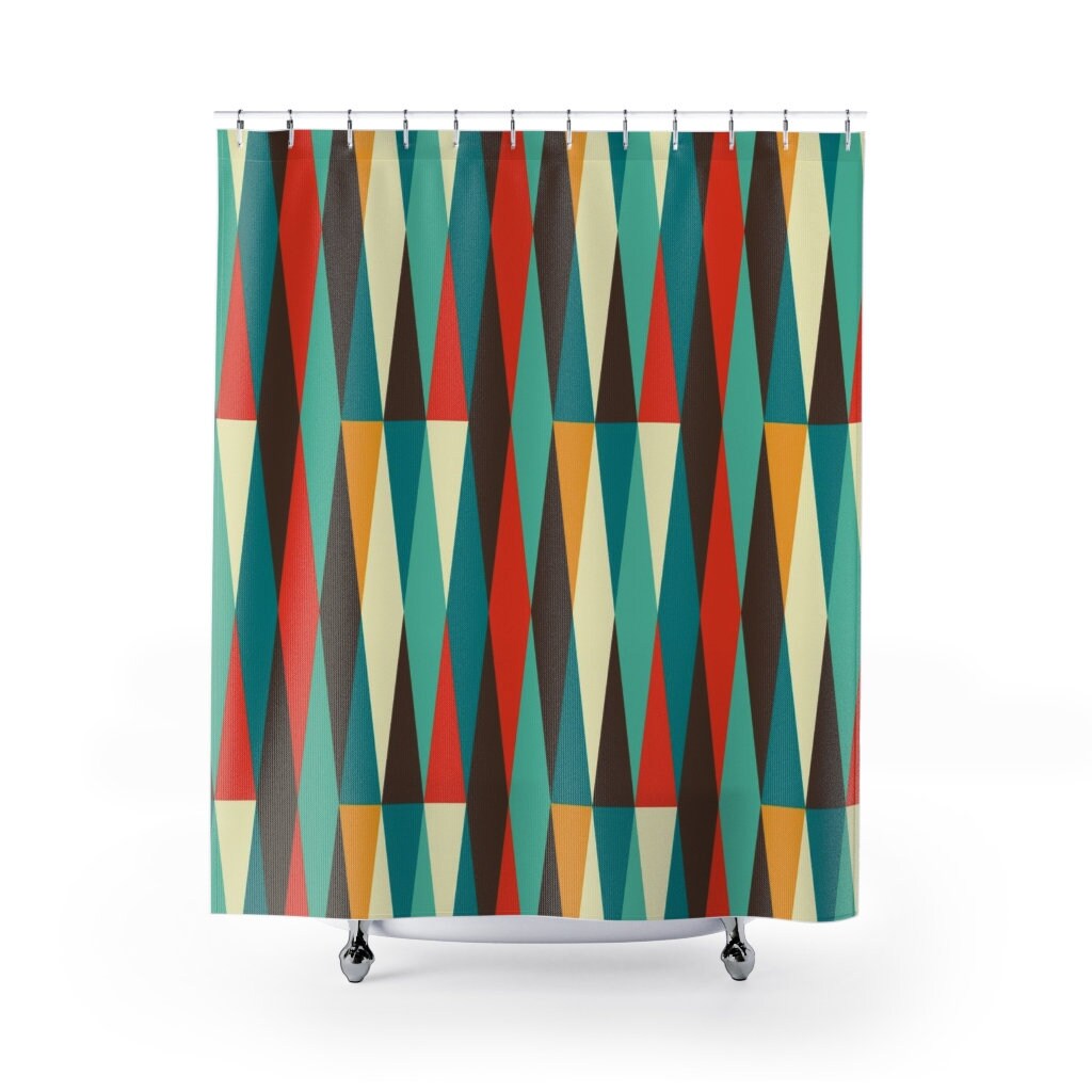 Mid Century Modern Shower Curtains, MCM Shower Accessory, Retro Bathroom Curtain with Timeless Style - Image 2