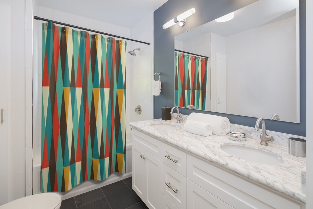 Mid Century Modern Shower Curtains, MCM Shower Accessory, Retro Bathroom Curtain with Timeless Style - Image 3