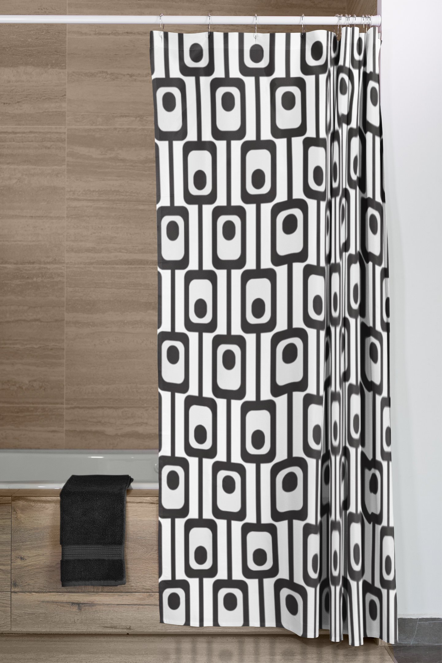 Mid Century Modern Shower Curtains, MCM Shower Accessory, Retro Bathroom Curtain with Vintage Touch - Image 4