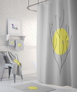 Mid Century Modern Sun Pattern Shower Curtain for Your Bathroom