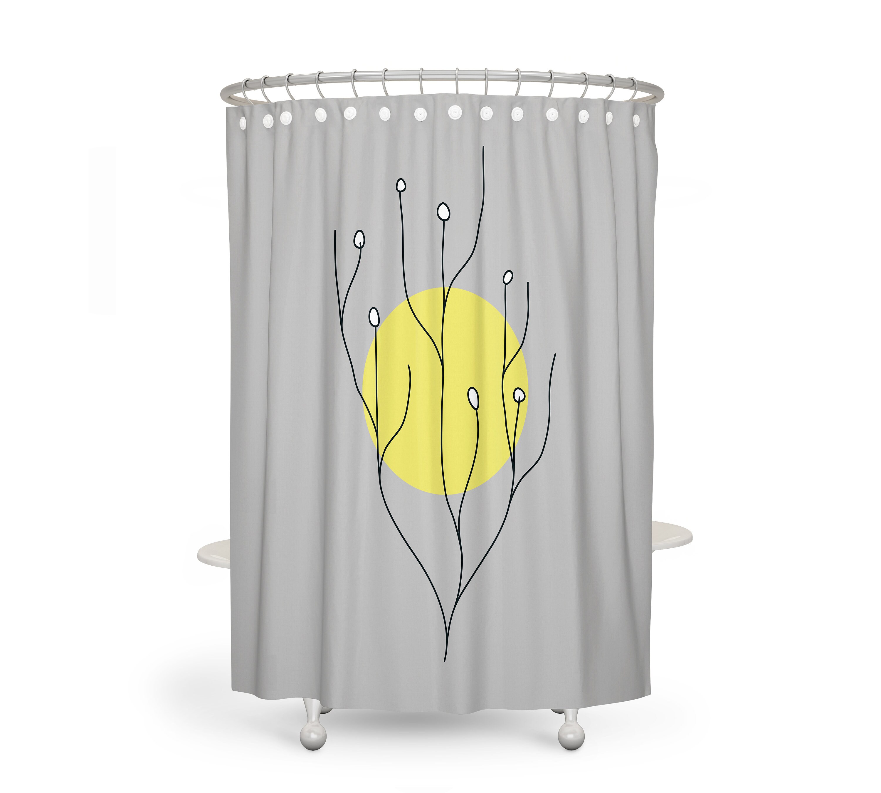 Mid Century Modern Sun Pattern Shower Curtain for Your Bathroom - Image 2