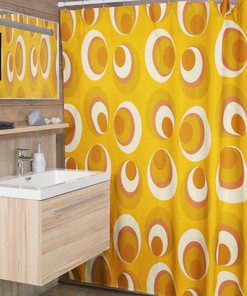 Mid Century Modern Tub Curtain, Vintage Bathroom Decor