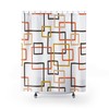Mid Century Modern White Brown Mustard Orange Geometric Shower Curtains with Retro Flair