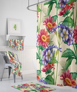 Mid Summer Bloom Floral Shower Curtain or Bath Set