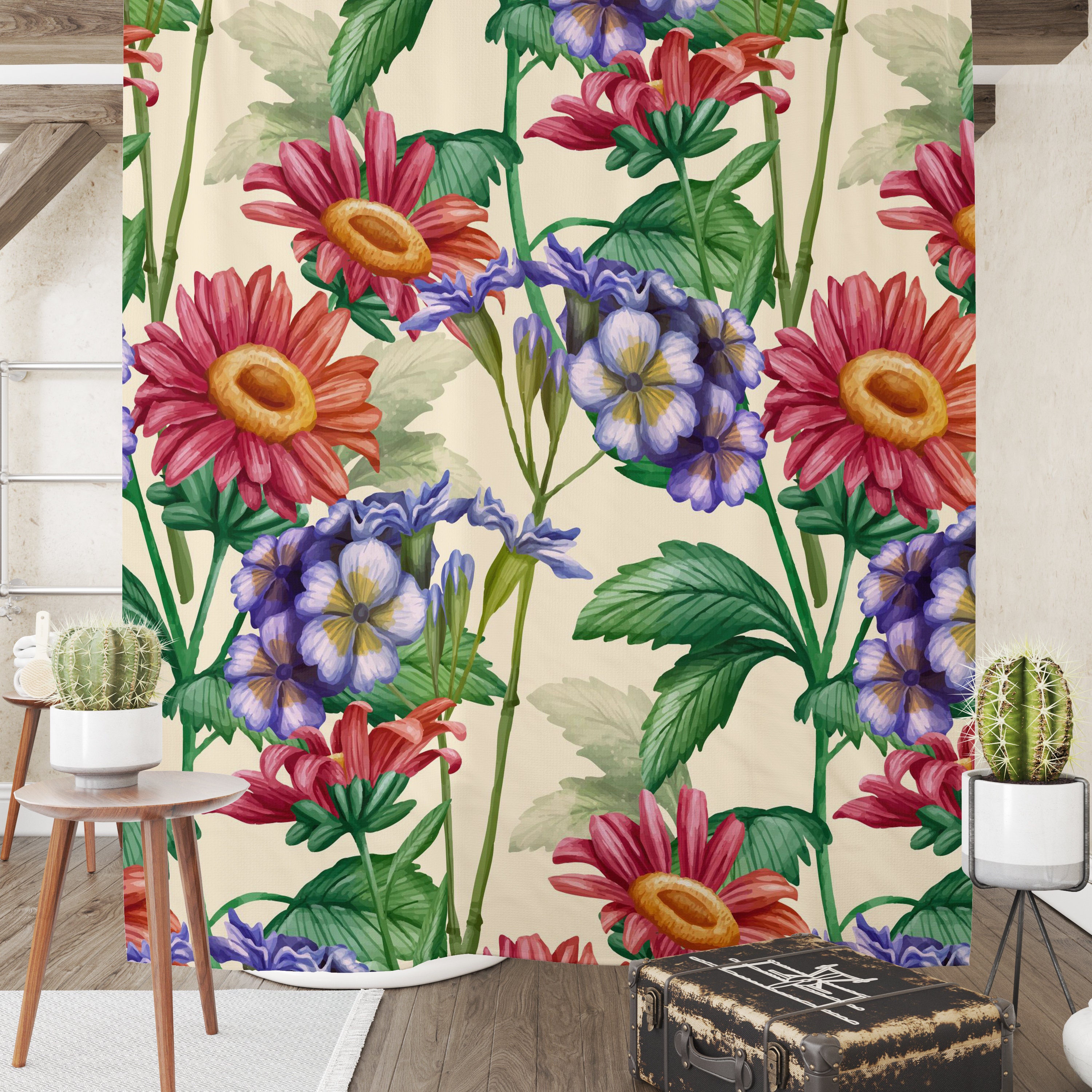 Mid Summer Bloom Floral Shower Curtain or Bath Set - Image 2
