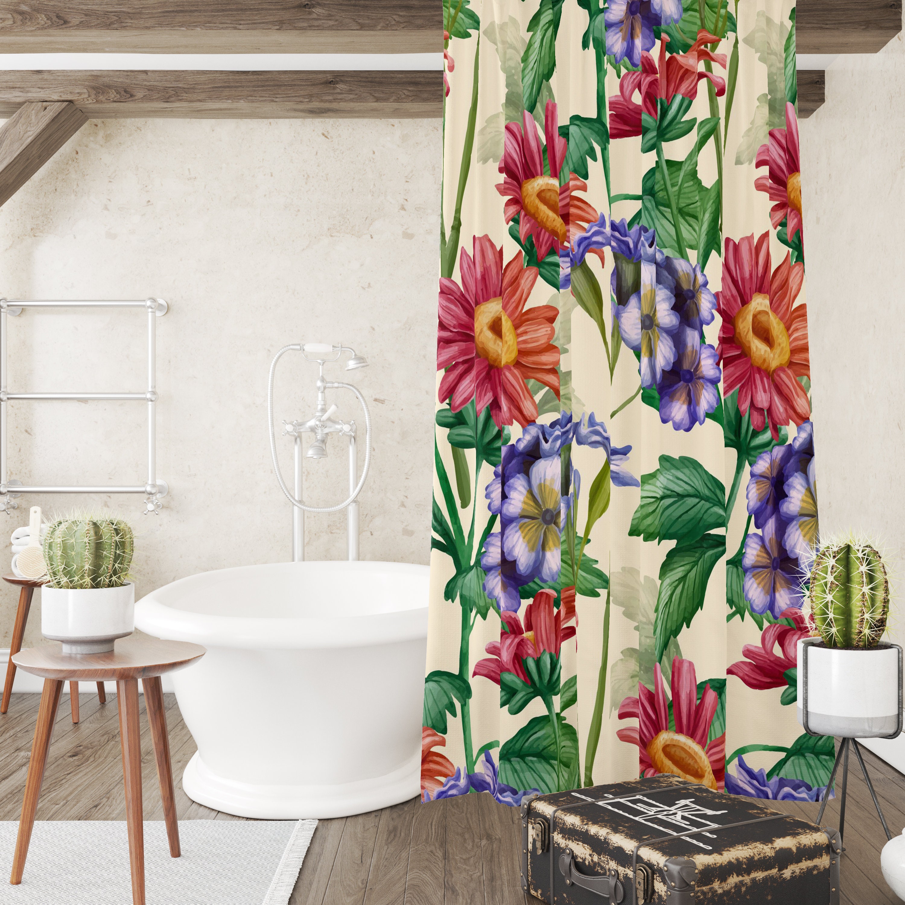 Mid Summer Bloom Floral Shower Curtain or Bath Set - Image 3
