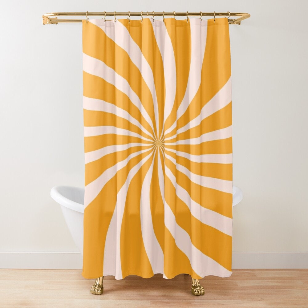 Mid-Century Boho Shower Curtain, Abstract Plant Patterns Bath Decor, Eco-Friendly Material - Image 3