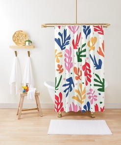 Mid-Century Disney Boho Abstract Patterns Shower Curtain, Matisse Trend, Eco-Friendly Waterproof Decor