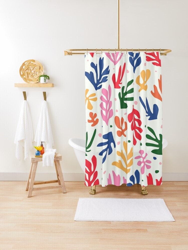 Mid-Century Disney Boho Abstract Patterns Shower Curtain, Matisse Trend, Eco-Friendly Waterproof Decor