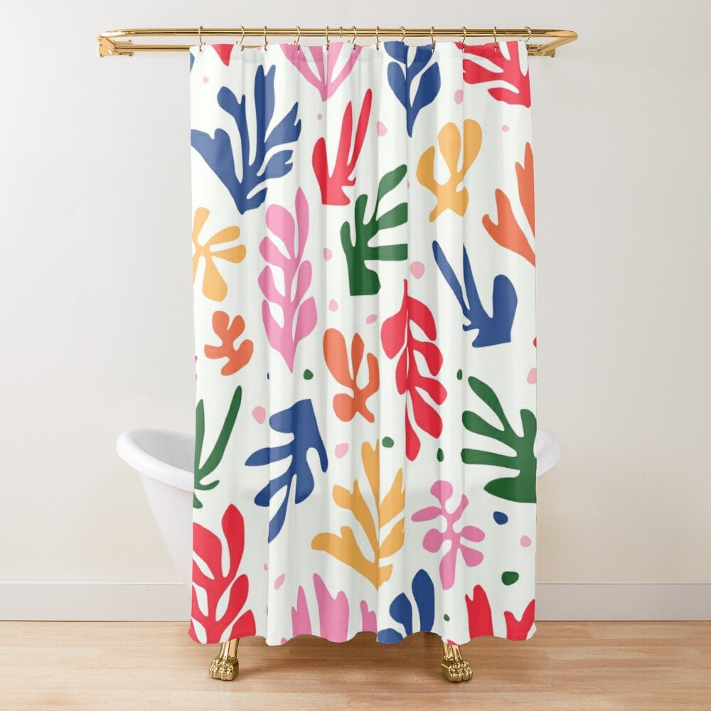 Mid-Century Disney Boho Abstract Patterns Shower Curtain, Matisse Trend, Eco-Friendly Waterproof Decor - Image 2