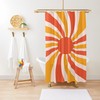 Mid-Century Disney Boho Sunset Abstract Patterns Shower Curtain, Trendy and Eco-Friendly Waterproof Decor with Hooks