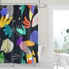 Mid-Century Matisse Black and Colorful Abstract Cutouts Shower Curtain with Whimsical Minimalist Design