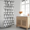 Mid-Century Modern Douchegordijn with Abstract Driehoekig Design in Grijs en Wit - Zigzag Eigentijds Baddecor