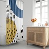 Mid-Century Modern Minimalist Shower Curtain with Abstract Moon and Landscape Design, Perfect for a Stylish Bath Decor
