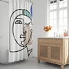 Mid-Century Modern Minimalist Shower Curtain with Abstract Scandi Design, Perfect for a Boho Bath Decor